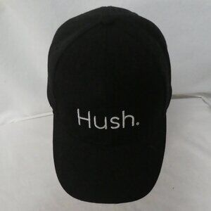 HUSH. | OS one size | Black Baseball Cap | Adjustable Velcro Strap Back